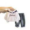 2026 Nuevo Conjunto de Dos Piezas con Sudadera y Mangas Largas con Letras Inglesas con Estilo para Niños y Niñas, Atuendo Casual de Primavera Estilo Coreano
