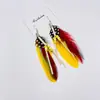 Brincos Coloridos de Pena Boêmios Transfronteiriços Europeus e Americanos Carnaval Natal Design de Nicho Brincos de Miçangas com Franjas para Mulheres