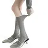 Meias de crochê vazadas vintage brancas para primavera e outono, meias cinzas versáteis e que afinam a panturrilha para outono e inverno, perfeitas com botas