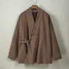 2026 Inverno Novo Tamanho Grande Lã Grossa Roupão Monge Hanfu Dinastia Ming Gola Cruzada Estilo Antigo Wei Jin Estilo Chinês Roupa Exterior