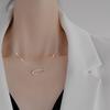 Japonés y Coreano Simple Chapado en Oro de 18K Microzirconia Diamante Pin Cadena Clavícula Collar de Mujer Regalo Clip
