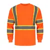 Camiseta de Manga Longa Refletiva Mais Vendida no Exterior Construção e Manuseio Camiseta Refletiva Redonda de Alto Brilho Respirável Proteção Solar Roupas Refletivas