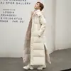 Chaqueta Larga de Invierno para Mujer, con Capucha, Rellena de Plumón y Algodón, Gruesa, Cálida, Hasta la Rodilla, Color Sólido, Casual, Corte Ajustado, Acolchada de Algodón, Moderna