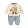 Conjunto Infantil Primavera 2026: Sudadera de Manga Larga con Estampado de Dibujos Animados de Bob Esponja, Conjunto Casual y Lindo de Dos Piezas para Bebés y Niños Pequeños