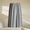 Pantalones de Lana Gruesa con Forro Polar de Pierna Estrecha y Ancha 2025 Otoño e Invierno Populares Cintura Elástica Lana Casual Rectos