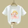2302# ropa infantil verano nuevo estampado de dibujos animados de niña algodón cuello redondo manga corta camiseta casual ropa casual