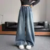 Calça Jeans Feminina 2026 Outono Novo Estilo Solta Emagrecimento Wide-Leg Comprimento Total Calças Casuais da Moda para Crianças Mais Velhas