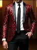 Chaqueta de traje europea con lentejuelas para hombre, ropa formal para actuación en discoteca, presentador, traje de escenario ajustado para hombre