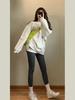 Sudadera gruesa de cuello redondo con estampado para mujer, delgada y holgada para primavera y otoño, estilo holgado y perezoso de talla grande, top para el cabello