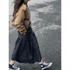 Falda midi de mujer de estilo japonés con rayas verticales, cintura alta y un elegante diseño inspirado en Yamamoto, falda midi vintage de línea A