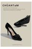 Tacones altos color nude para mujer 2024 nuevo diseño sentido nicho francés hebilla V punta temperamento falda no usa pies
