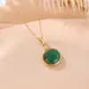 Colgante Redondo de Plata de Ley S925 Chapado en Oro Jade Natural Yiluyin, Colgante de Plata Elegante y Minimalista