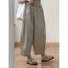 Pantalones Vintage de Pierna Ancha de Nueve Puntos para Mujer, Primavera y Verano, Pantalones Balloon Sueltos de Tallas Grandes, Pantalones Finos de Abuela, Pantalones Harem Casuales