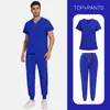 Conjunto de Bata Quirúrgica Delgada Manga Corta Quirófano Doctor Salón de Belleza Ropa de Trabajo Unisex Traje de Limpieza Venta al por Mayor