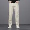 Jeans masculinos de algodão puro com tecnologia tri-proof espessa, novo estilo 2026 para todas as estações, perna reta, cintura alta, cor sólida, calças respiráveis para homens