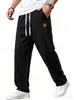 Pantalones Deportivos Casuales Largos Europeos Transfronterizos para Hombre Sueltos Transpirables Exquisitos de Lino Primavera Verano Delgados de Lino Pierna Ancha Largos