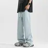 Jeans para Hombre Primavera y Verano Nuevo Estilo Lyocell Retro Jeans para Hombre Pantalones Rectos de Pierna Ancha Pantalones de Calle Americanos