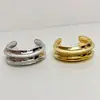 Bangle Aberto Dupla Camada Liso da Indústria Pesada Europeia e Americana Pulseira com Senso de Design de Nicho de Luxo Leve Joia de Mão com Personalidade Exagerada de Alta Qualidade