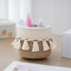 Cesta de armazenamento de corda de algodão criativa de estilo retrô simples nórdico com borla para interior, armazenamento de diversos domésticos, pequeno porta-canetas de mesa