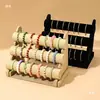 Tecido Flocado Três Camadas Suporte de Exibição de Pulseira Elástico de Cabelo Presilha de Cabelo Pulseira Contas Cabide de Joias Suporte para Relógio Barraquinha de Exibição de Pulseiras Adereços