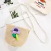 Linda Bolsa Cruzada Pequeña Redonda de Paja Tejida para Niños, Bolsa de Viaje de Playa de Dibujos Animados de Alto Valor para Niños y Niñas