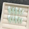 Pure hand-worn armadura estilo nacional pintado à mão novo estilo retro chinês tridimensional verde cobra terminou nail art fake nail patch