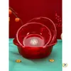 Balanza de boda, lavabo transparente, artículos de boda, lavabo de plástico para bodas, cuenco rojo festivo, juego de dote de la novia