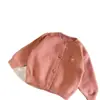 Suéter bordado para niños y niñas, cárdigan de punto a rayas versátil para bebés, prenda exterior superior para niños