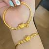 Pulsera de Campana de Hellokitty Pie Plata 9999 Pulsera de Plata Esterlina para Mujer Pulsera Chapada en Oro de 24K Regalo de San Valentín