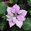 Flores Navideñas Simuladas Multicapa de 20 cm, Flores Falsas de Tela Recortada con Polvo Dorado Adherido, Flores Decorativas de Ratán Navideño