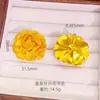 Pingente de Flor de Peônia em Latão Banhado a Ouro Escovado e Gravado, Design Floral, Prosperidade e Fortuna, Pingente de Corrente para Suéter Estilo Chinês para Mulheres