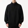 Suéter misto com zíper parcial para homens, outono e inverno, estilo casual, malha com zíper parcial, gola alta, suéter solto e estiloso