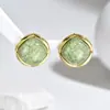 Aretes Cuadrados Irregulares Estilo Ins con Marco Dorado y Acabado Agrietado en Cuatro Colores, Aretes de Lujo Alto Gama con un Diseño Único y Estilo Versátil