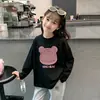 Camiseta de Manga Larga para Niña Algodón Puro Primavera y Otoño Estampado de Dibujos Animados Infantil Moda Tendencia Manga Linda Elegante Prenda Base Superior T
