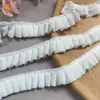 Borda de renda de chifon branca de dupla camada com 3CM de largura para gola, punho, almofada de sofá, decoração DIY e acessórios de vestuário