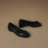 Zapatos de mujer de tacón grueso cómodos, versátiles para ir al trabajo, de camelia estilo francés, fragancia pequeña, suela suave y poco profunda