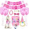 Conjunto de aniversário para pet cachecol chapéu bandeira banner conjunto digital adereços para festa de pet