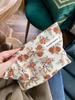 Ins Bolsa de Cosméticos de Veludo Cotelê Contraste de Cor Floral Nicho Bolsa de Armazenamento de Lona de Grande Capacidade com Zíper Bolsa de Higiene Portátil