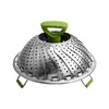 Vaporizador de vegetais de fábrica aço inoxidável dobrável telescópico pão cozido no vapor Vaporizador de lótus vaporizador de cozinha de aço inoxidável atacado