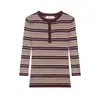Roupas Femininas Transfronteiriças Europeias e Americanas, Tricô Listrado Versátil, Estilo Color-Blocking Europeu e Americano do Aliexpress