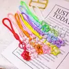 Lanyard de urso estrela de cinco pontas para celular, acessórios DIY para capa de celular, alça anti-perda para chaveiro, pingente decorativo atacado