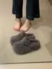Sapatos de pele com sola grossa e salto embutido de 6cm para mulheres, calçados externos preguiçosos de inverno quentes com forro de pelúcia, bico fechado, pantufas de lã de cordeiro, sapatos de algodão