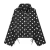 Ropa de Mujer Transfronteriza Primavera Estilo Europeo y Americano Nueva Chaqueta Rosa de Lunares con Cuello Alto para Mujer Diseño Holgado Casual de Manga Larga