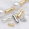 Chapado en Oro Blanco de Oro Real de 18K Color Plata Grueso Conservación del Color Tubo Recto Hueso Espaciador de Cuentas de Bambú Colgante Colgante Accesorios para Joyería DIY
