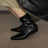 Botines retro de estilo francés para mujer, de suela blanda, punta cuadrada, tacón bajo, suela gruesa, ajustados, con cremallera, botas negras de comercio exterior transfronterizo para otoño e invierno