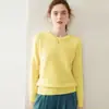 Moda Otoño e Invierno Versátil Suéter de Cachemira para Mujer Cuello Redondo de Cachemira Suéter Grueso Holgado de Punto Cachemir Suéter Básico de Punto
