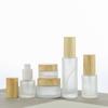 Frasco Dosador de Amostra Cosmética, Frasco Spray Fosco, Frasco para Loção, Frasco para Creme, Tampa com Padrão de Madeira, Frasco de Vidro para Creme