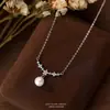 Colar de flor lágrima de sereia estilo coreano, suave e doce, para mulheres, luxo leve com toque de alta qualidade, corrente para clavícula com design de nicho