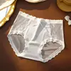 Calcinhas sexy de renda francesa para mulheres, puras e sedutoras, malha respirável, seda de amoreira 10A, forro antibacteriano, tanga de cetim para mulheres jovens