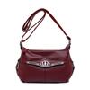 Bolsa para Mãe de Meia-Idade com Textura de Couro Genuíno 2024 Nova Tendência Versátil Ombro Transversal Casual Simples Pequena para Mulher